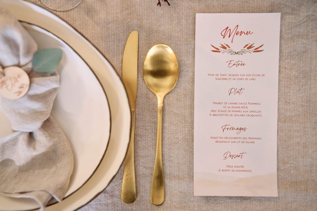 Illustration papeterie de mariage pour l'art de la table
